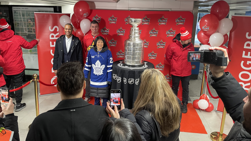 Toronto Mayor Olivia Chow pictured with Stanley Cup at Toronto's Union Station