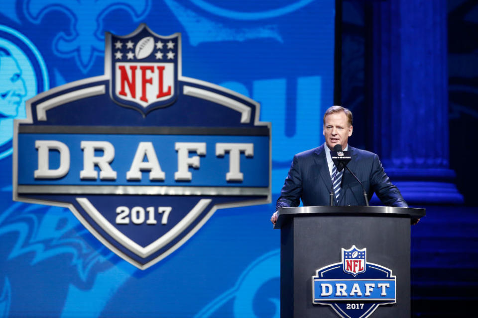 Roger Goodell deals with boos at every NFL draft. (Getty)