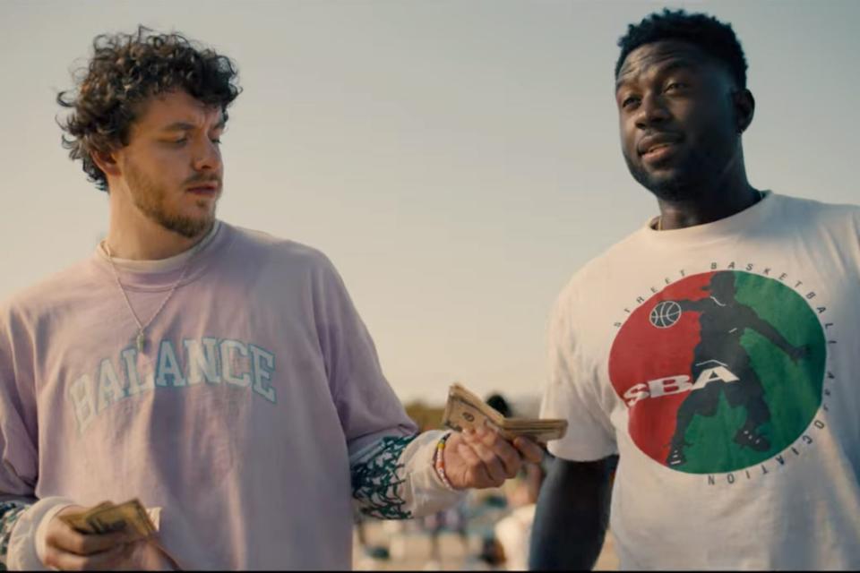 https://www.youtube.com/watch?v=nOQWXybHme0. White Men Can’t Jump | 20th Century Studios. Jack Harlow and Sinqua Walls