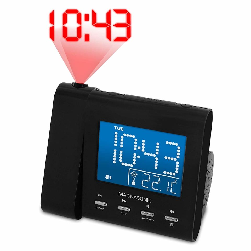 magnasonic digital projection alarm clock on a white background