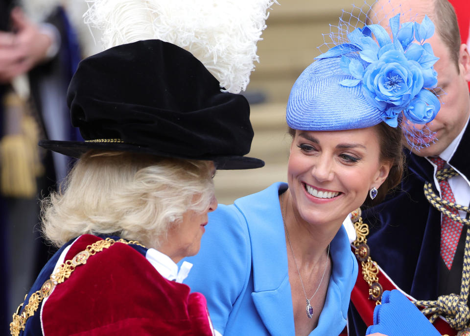 Duchess of Cambridge and Duchess of Cornwall at the Order Of The Garter Service at St George's Chapel earlier this year. (Getty Images)