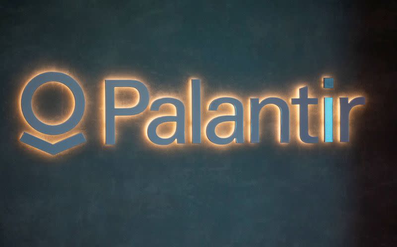 Logo of U.S. software company Palantir Technologies is seen in Davos