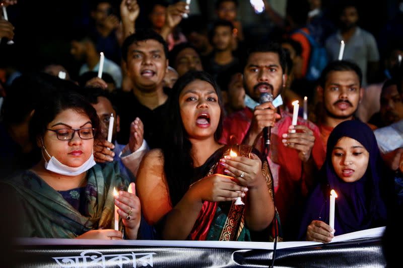 Protest demanding justice for the violence against Hindu communities during Durga Puja festival in Dhaka