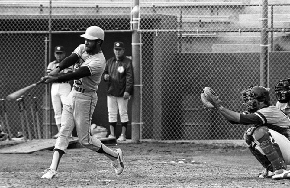 Ozzie Smith plays in an alumni game on Jan. 28, 1978, before heading to the major leagues. These are the last photos of the Hall of Famer in a Cal Poly uniform.