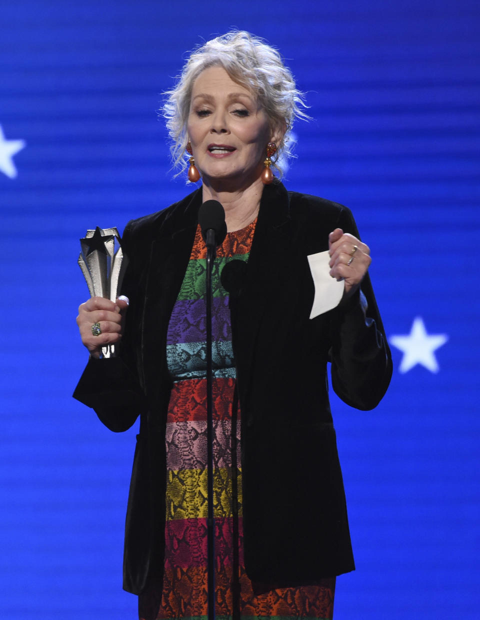 FILE - Jean Smart accepts the award for best supporting actress in a drama series for "Watchmen" at the 25th annual Critics' Choice Awards on Jan. 12, 2020, in Santa Monica, Calif. Smart turns 70 on Sept. 13. (AP Photo/Chris Pizzello, File)