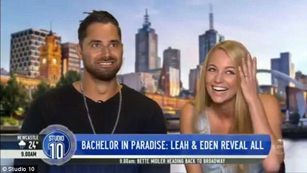 Leah (pictured here with Eden) pretended that she was engaged for a publicity stunt. Source: Network Ten/The Project