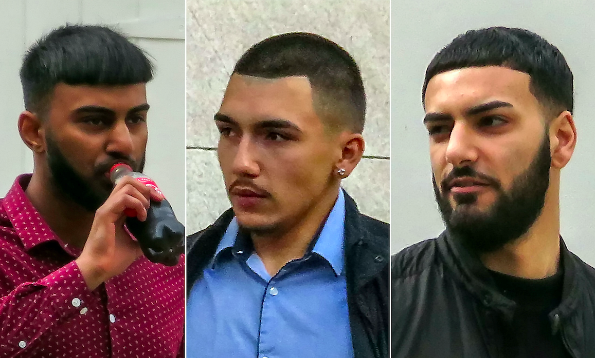 Arbaaz Chauhan (left), Matis Cohene (centre) and Shaan Khanyal (right) pleaded guilty to robbery, kidnap and false imprisonment. (SWNS) 