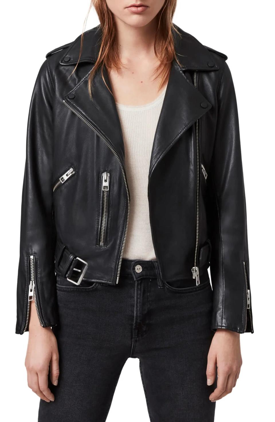 <p>If you want a piece of outerwear you'll still be putting on a decade from now, this <span>AllSaints Balfern Leather Biker Jacket</span> ($330, originally $530) will be right up your alley. The craftsmanship of this jacket is truly beautiful. It also comes in a version with gold hardware.</p>