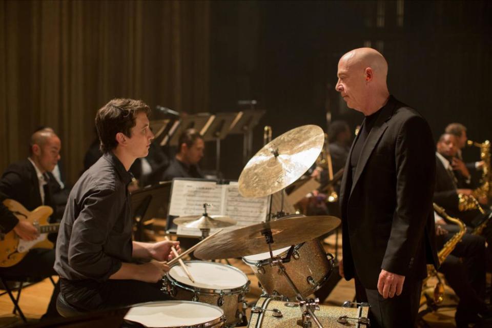 Miles Teller (left) and JK Simmons in Whiplash.