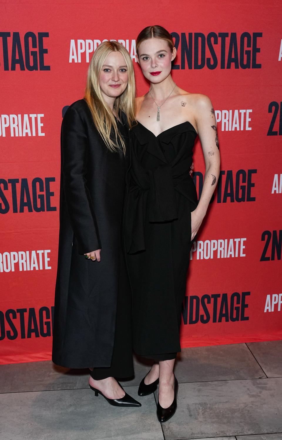 NEW YORK, NEW YORK - DECEMBER 18: Dakota Fanning and Elle Fanning attend the "Appropriate" Broadway opening night afterparty at Hayes Theater on December 18, 2023 in New York City. (Photo by John Nacion/FilmMagic)