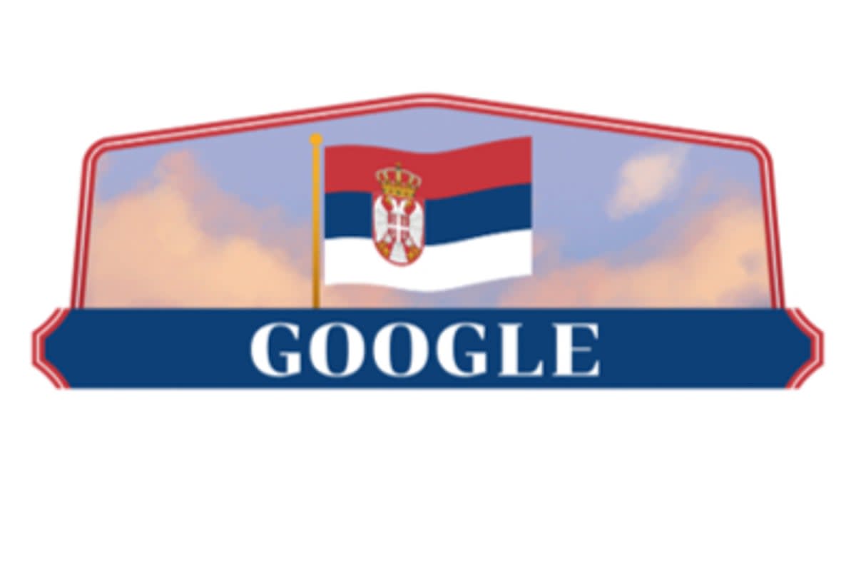 Google Doodle marks the occasion with the Serbian flag   (Google Doodle)