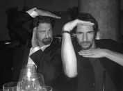 <p>Gerard Butler und Thomas Hayo posen am Rande der Berliner Fashion Week um die Wette. (Bild: Instagram.com/Thomas Hayo) </p>