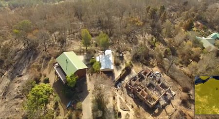 An aerial image shows the damage after a wildfire in Knysna