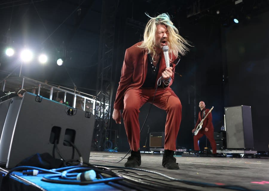 INDO-CA-APRIL 14, 2024: Taking Back Sunday performs at Coachella on Sunday, April 14. 2024. (Christina House / Los Angeles Times via Getty Images)