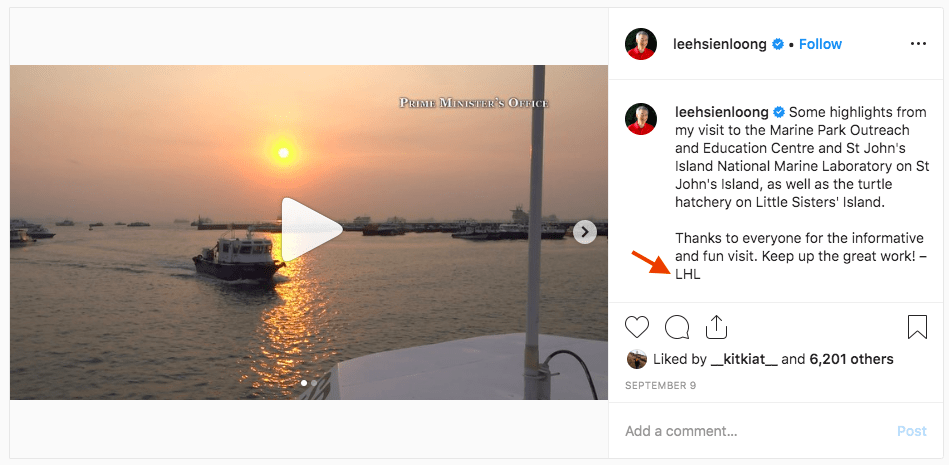 Screenshot: Prime Minister Lee Hsien Loong's Instagram