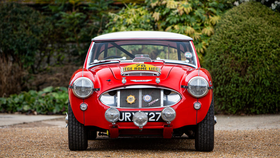 The 1960 Austin-Healey 3000 Mark I BN7 that won the 1960 Liège-Rome-Liège Rally.