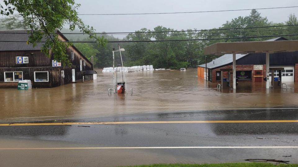 PHOTO: Flooding from massive rain storms is seen in Londonderry, VT, July 10, 2023. (Eric Schwippert)