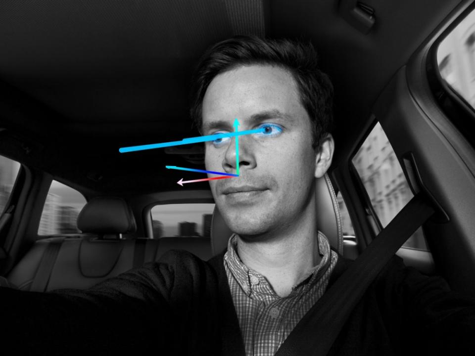 為了研究駕駛的行為模式，Volvo也設計了一套偵測駕駛視角的系統。