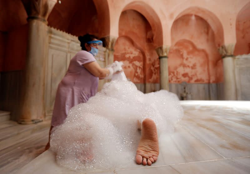 Traditional Turkish baths reopen following the coronavirus disease (COVID-19) outbreak in Istanbul