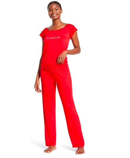 bebe Lace Trim Shirt and Pajama Pants Lounge Sleepwear Set, S$28.10. PHOTO: Amazon