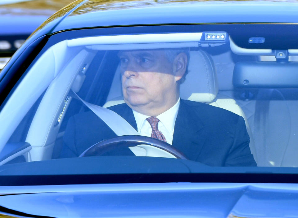 Prince Andrew arriving at the Queen's Christmas Lunch, Buckingham Palace, London. 