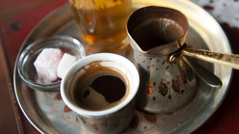 Bosnian coffee on a tray