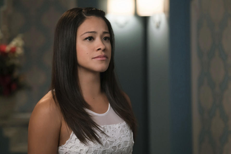In this image released by The CW, Gina Rodriguez appears in a scene from, "Jane The Virgin." Fans and Latino diversity advocates are lamenting the end of two well-known Latino-themed television shows, Netflix’s “One Day at a Time” and CW’s “Jane the Virgin.” But other shows featuring U.S. Latino characters are trying to step in and capture the attention of fragmented audiences looking for diversity. (Michael Desmond/The CW via AP)