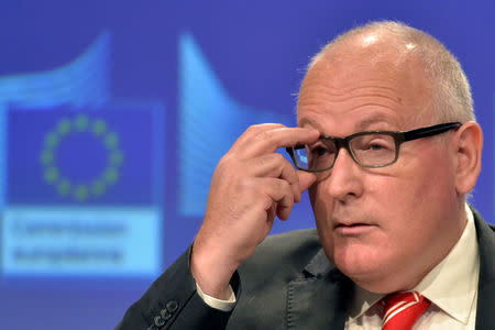 European Commission First Vice-President Frans Timmermans reacts during a news conference at the European Commission in Brussels, Belgium July 26, 2017. REUTERS/Eric Vidal