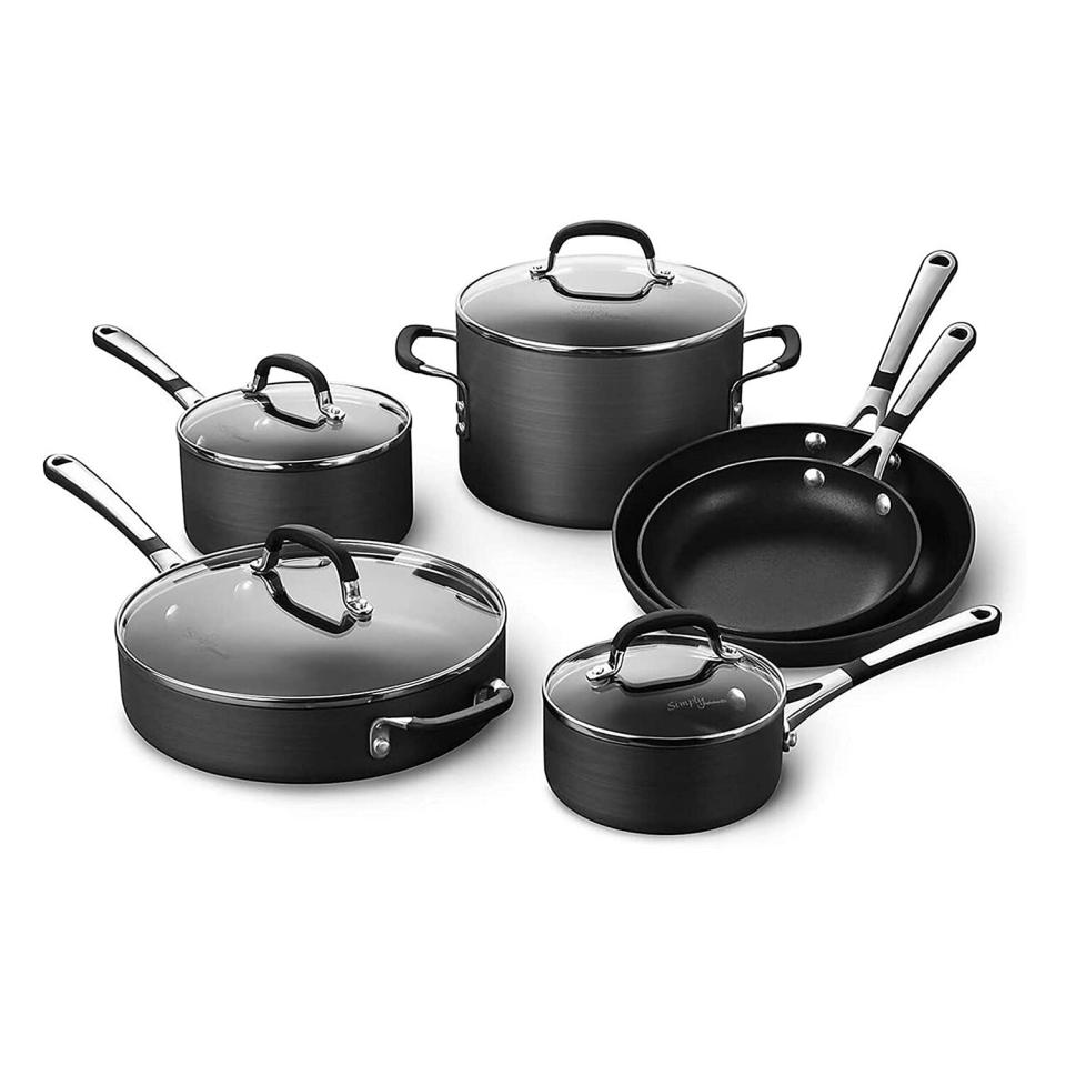 Calphalon Simply Pots and Pans Set, 10 Piece Cookware Set, Nonstick