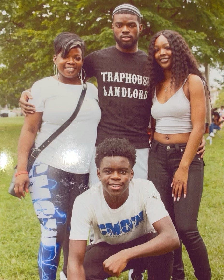 From left, Chanell Clark, Rahkim Clark, Qua'naijha Clark and Matima Miller (center), known as the late Wilmington TikTok star Swavy. Miller's fans and family will celebrate his 20th birthday on Sunday, one day after Christmas.