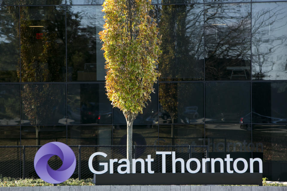 A logo sign outside of a facility occupied by Grant Thornton Inc., in Edison, New Jersey on November 6, 2016. Photo by Kristoffer Tripplaar *** Please Use Credit from Credit Field ***