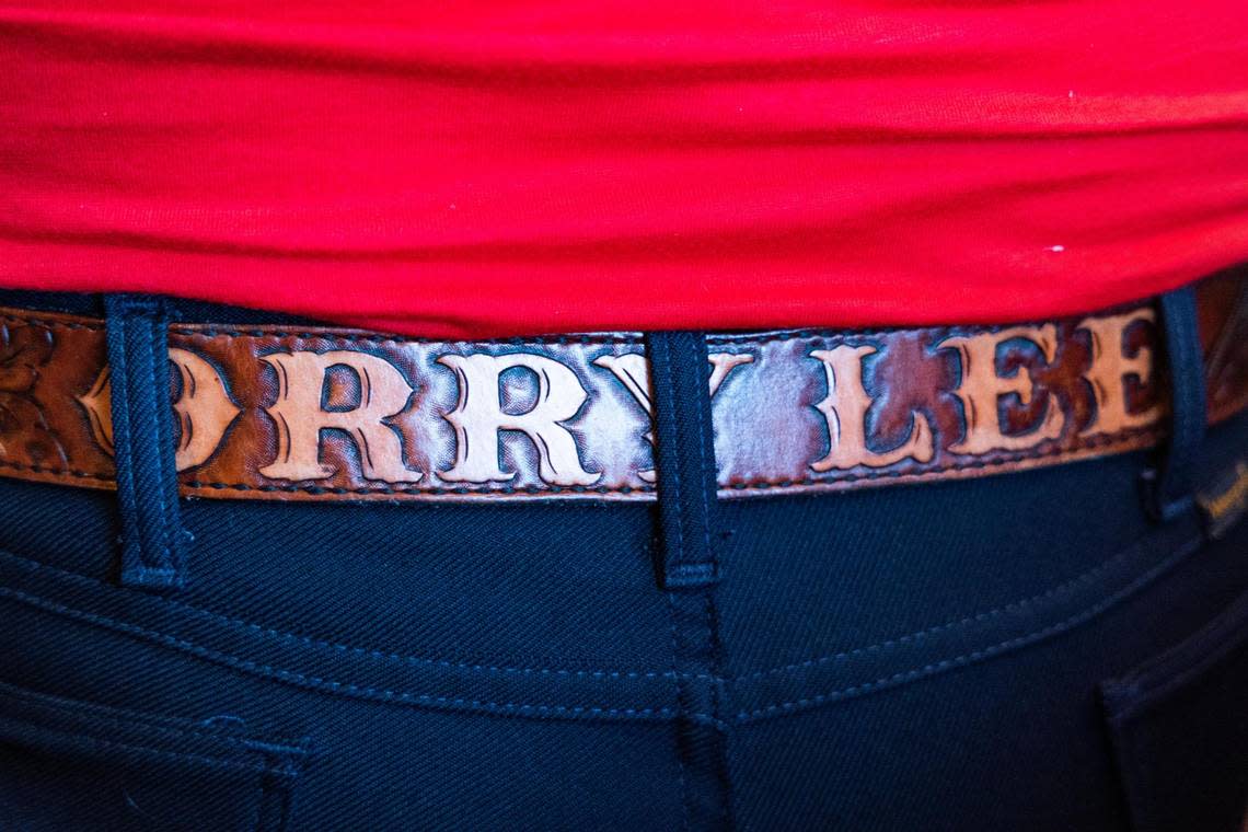 Orry Lee, better known as the Cornbread Cowboi, gets lunch at Henry’s Restaurant & Bar in Cayce, South Carolina on Wednesday, May 3, 2023. While he introduces himself by his name to people that recognize him from his comedy videos, people often still call him Cornbread after learning his name.