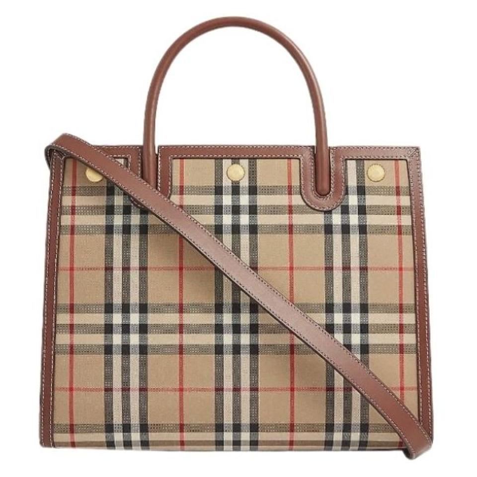 Burberry Vintage check small canvas top-handle bag