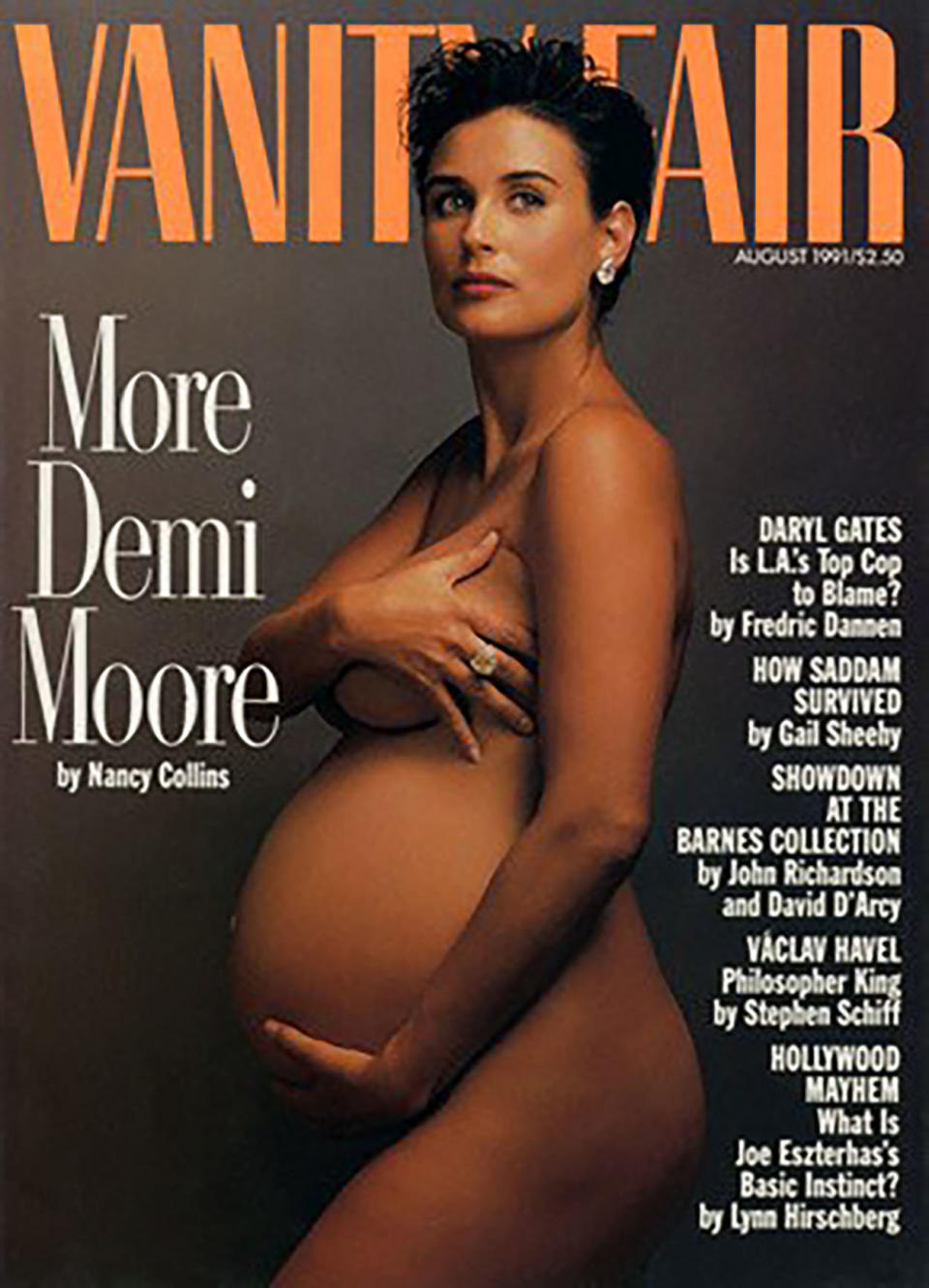 Even though Demi Moore's nude, pregnant photoshoot happened more than 20 years ago, it still feels significant. Moore was seven-months pregnant with her second daughter, Scout, when she posed completely nude for&nbsp;Annie Leibovitz's cover shoot.&nbsp;