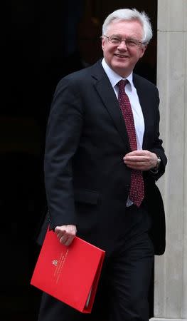 Britain's Secretary of State for Exiting the European Union David Davis leaves 10 Downing Street in London, March 27, 2018. REUTERS/Hannah Mckay/Files