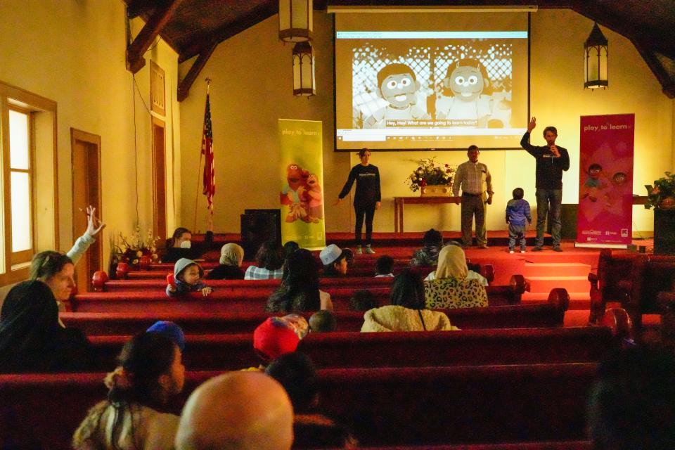 The viewing of Sesame Street in the Rohingya language with 6-year-old Rohingya twin characters named Aziz and Noor Saturday, Oct. 15, 2022, at the Burmese Rohingya Community of Wisconsin in Milwaukee.