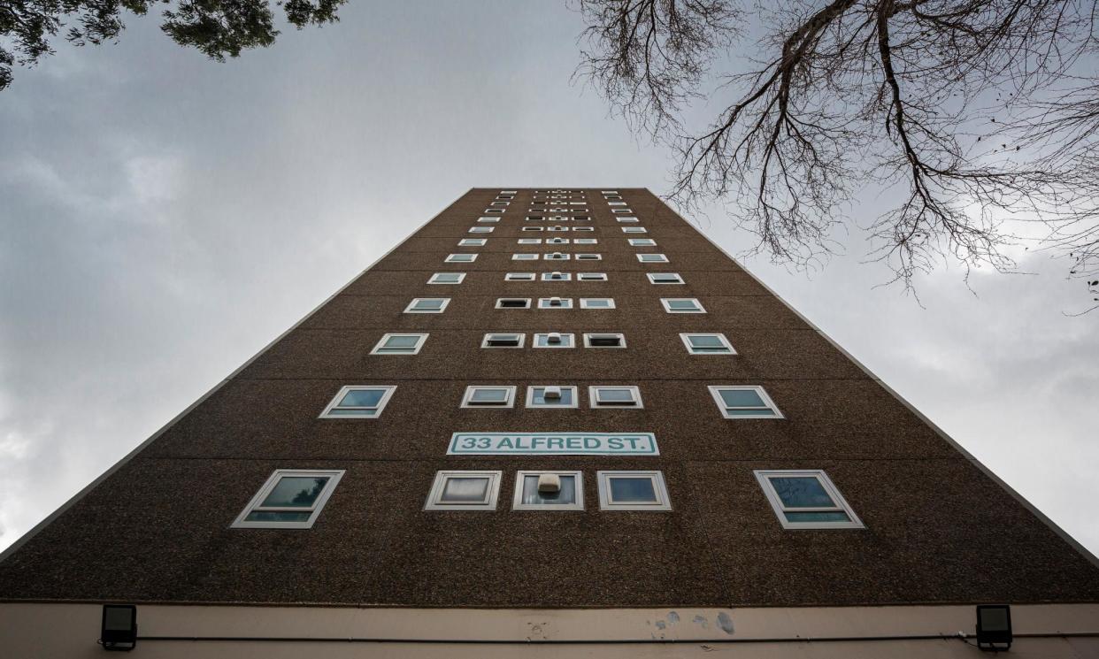 <span>33 Alfred Street, North Melbourne, one of the first three occupied towers slated for demolition that are the focus of the class action.</span><span>Photograph: Daniel Pockett/AAP</span>