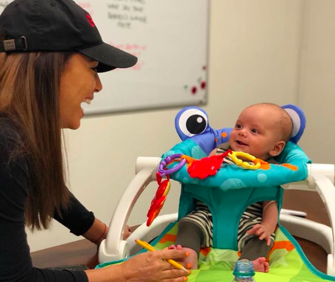 Eva Longoria has been mum-shamed about her baby sitting in a chair [Photo: Instagram/EvaLongoria]