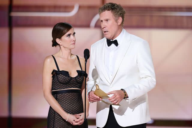 <p>Rich Polk/Golden Globes 2024/Golden Globes 2024 via Getty</p> Kristen Wiig and Will Ferrell