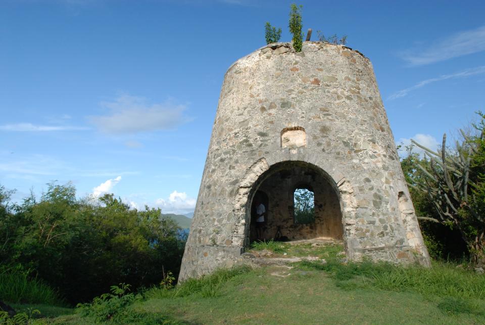 Remains of the Peace Hill Sugar Mill stand at Virgin Islands National Park.