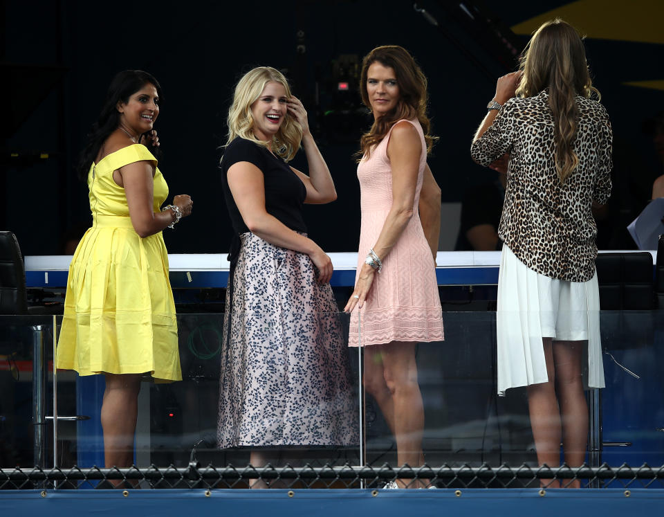 Catherine Whitaker and Annabel Croft, pictured here during the US Open in 2018.