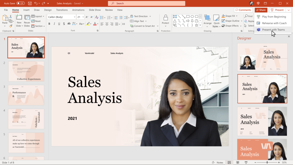 Cameo mode lets users stream their own video feed directly in PowerPoint, to provide more natural remote presentations. (Image: Microsoft)