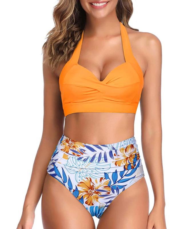  BMJL Womens High Waisted Bikini Set Elastic Band V