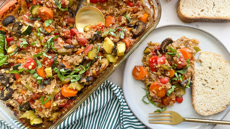 vegetable casserole with bread