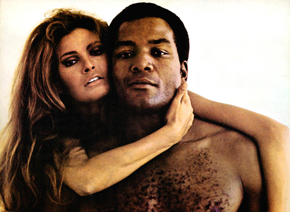 Raquel Welch and Jim Brown in 1969's 100 Rifles, one of the films that inspired Outlaw Johnny Black. (20th Century Fox/Courtesy Everett Collection)