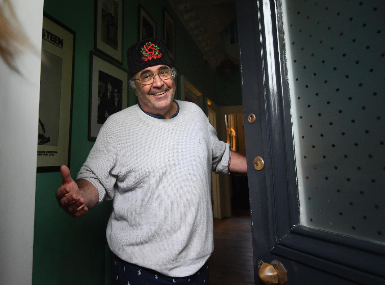 Danny Baker speaking at his London home after he was fired by BBC Radio 5 Live for tweeting a joke about the Duke and Duchess of SussexÕs son using a picture of a monkey. (Photo by Victoria Jones/PA Images via Getty Images)