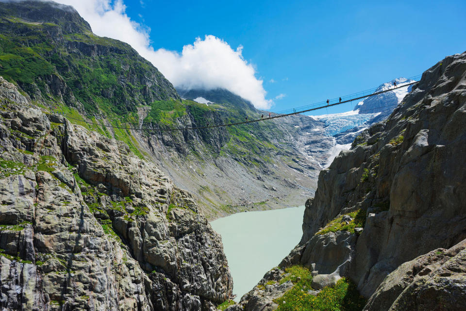 <strong>Length: </strong>3.5 miles (5.6 kilometers) long<br /><br /><strong>Wow Factor: </strong>Stare into a receding glacier and hang above the abyss on the longest suspension bridge in the Alps.<br /><br /><strong>Do It: </strong>The Trift Bridge is almost as much of an extreme amusement park ride as it is a hike. This Swiss engineering marvel stretches for 558 feet (170 meters) and hangs 300 feet (91.4 meters) above Triftsee, a milky blue lake. If you can calm your nerves enough and look around while shifting with the breeze and each careful footstep in the middle of the bridge, you can gaze into the heart of the Trift Glacier, which is receding rapidly due to a warming climate. In fact, the harrowing Trift Bridge was first built in 2004 to reach the Trift mountain hut, since <a href="http://yourshot.nationalgeographic.com/photos/527904/">the glacier is melting</a> so rapidly that hikers can no longer travel across its tongue.<br /><br /><strong>Don&rsquo;t: </strong>Even think about crossing this span if you get vertigo. Ironically, the current, stronger version of the Trift Bridge was built in 2009 to replace the rickety 2004 bridge.