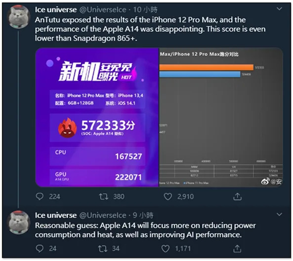 疑似 iPhone 12 Pro Max 安兔兔跑分結果現身！搭載 6GB RAM，但分數讓人有點失望？