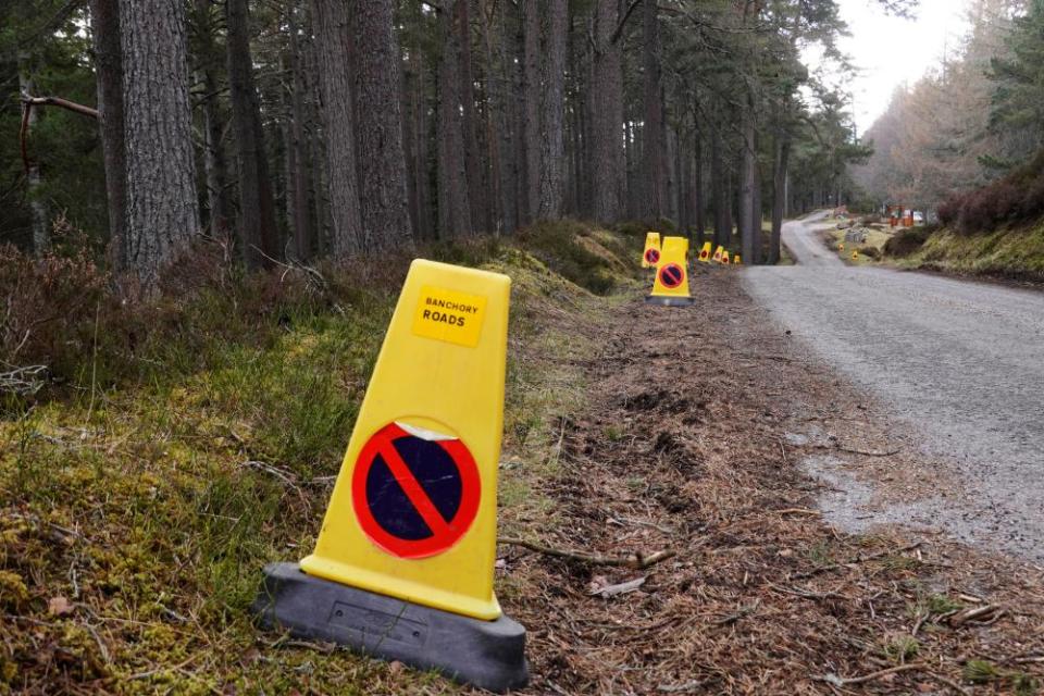 Scotland prepares for hordes of visitors with a forest of traffic cones to keep parking cars of the verges.