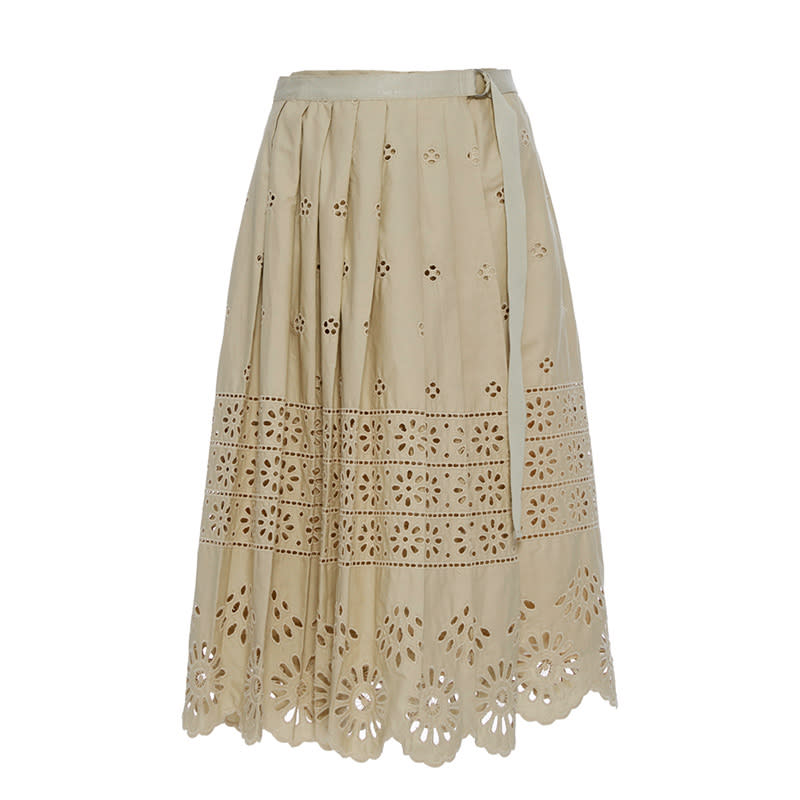 <a rel="nofollow noopener" href="https://www.modaoperandi.com/sea-r17/wrap-eyelet-skirt" target="_blank" data-ylk="slk:Wrap Eyelet Skirt, Sea, $274When the temps skyrocket, you can still feel breezy without showing much skin in this ladylike cotton eyelet midi.;elm:context_link;itc:0;sec:content-canvas" class="link ">Wrap Eyelet Skirt, Sea, $274<p>When the temps skyrocket, you can still feel breezy without showing much skin in this ladylike cotton eyelet midi.</p> </a>
